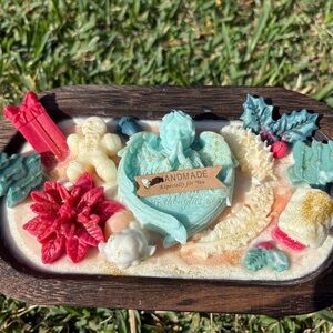 Handmade Festive candle with Colorful Decorations